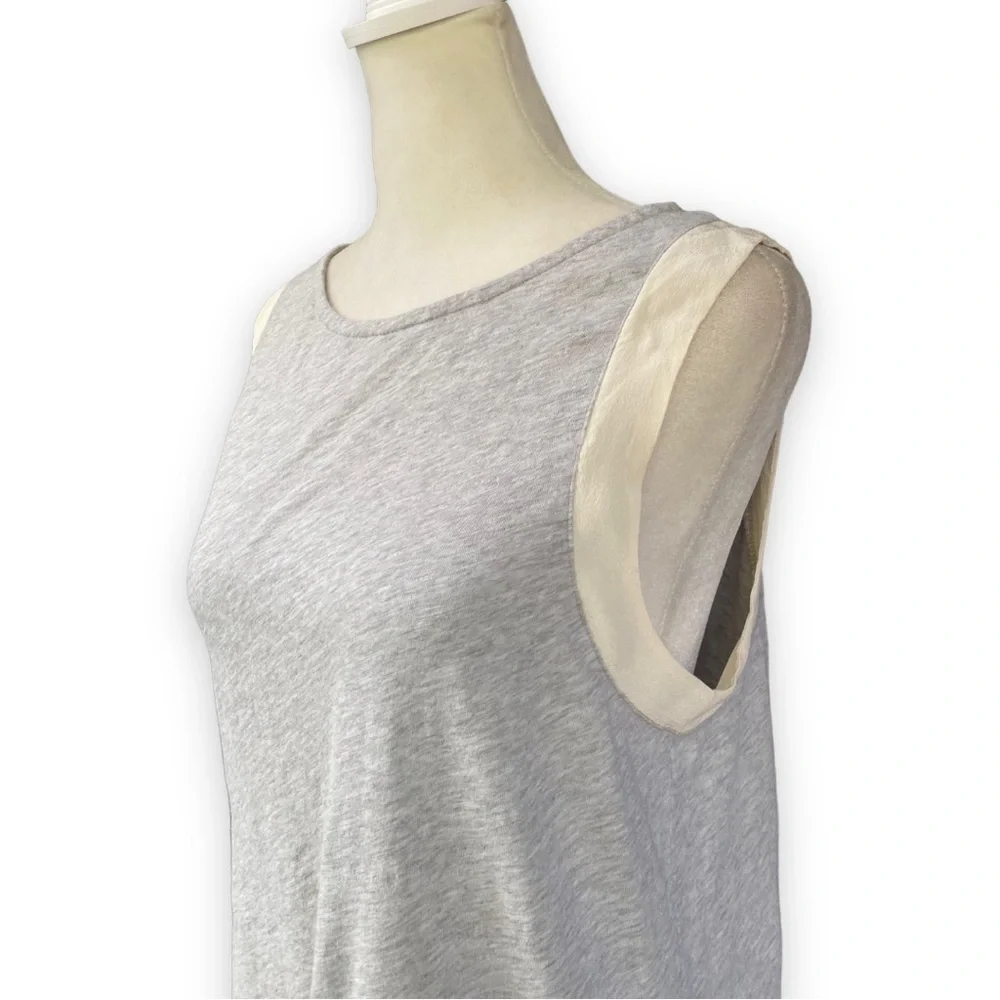 J Crew Gray Silk Trimmed Sleeveless Blouse